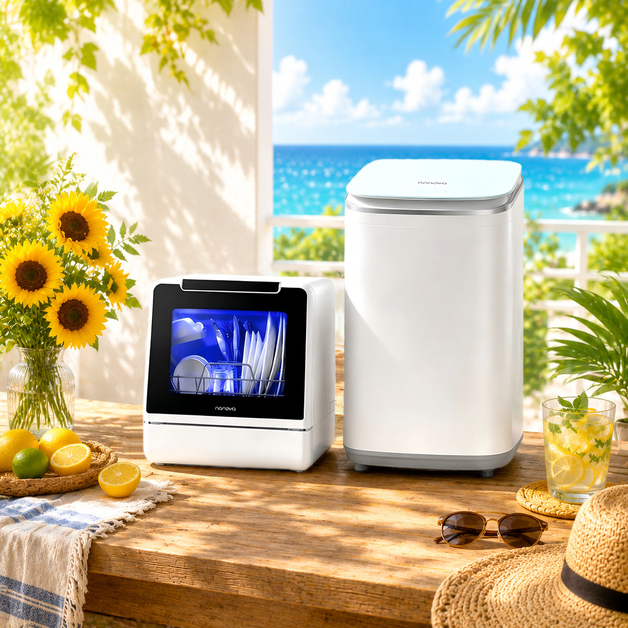 NANOVA D1 Countertop Dishwasher and Q1 Portable Washing Machine Bundle
